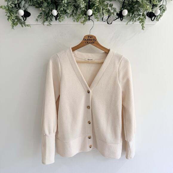 Madewell Sweaters - Madewell Ottoman Rib Cardigan ivory cream button down Size S FF4955
